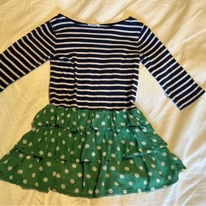 Mini Boden Blue and Green Ruffled Tiered Dress
